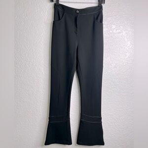 GIVENCHY Black Stretch Viscose Blend Lambskin Leather Trim Ski Pant